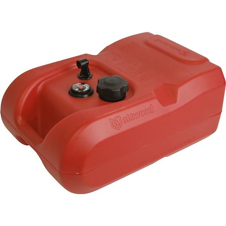Attwood Portable Fuel Tank, Polyethylene, 6 gal, With Gauge, EPA/CARB Compliant, Red, Gasoline 8806LPG2